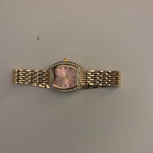 Gold Women's Watch with Pink Dial